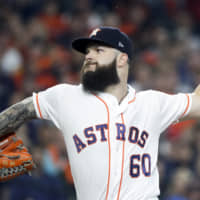 Former Houston Astros pitcher Dallas Keuchel is seen in an October 2018 file photo.