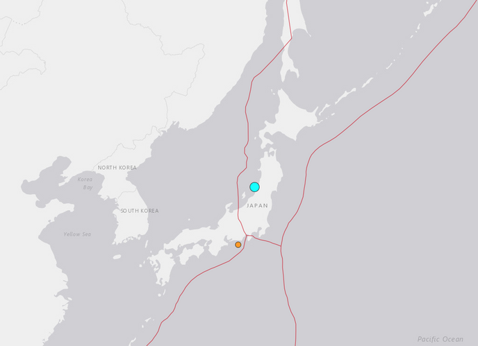 Carte montrant l’épicentre du séisme de magnitude 6,8 ressenti mardi 18 juin au Japon.