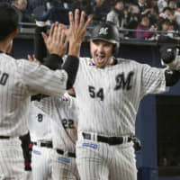 Lotte infielder Brandon Laird had 24 homers and 59 RBIs before the All-Star break.