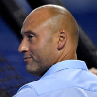 Marlins CEO Derek Jeter is seen at Marlins Park on Wednesday before a game against the Dodgers.