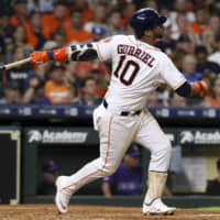 Houston's Yuli Gurriel has hit three home runs and driven in 11 runs in the past two games against Colorado.