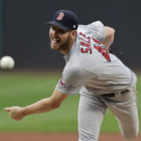 Red Sox starter Chris Sale is seen pitching against the Indians on Aug. 13.