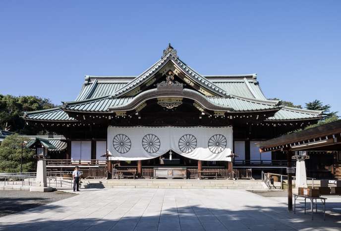 Le bâtiment principal du sanctuaire Yasukuni, symbole du militarisme nippon, à Tokyo.