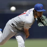 Cubs hurler Yu Darvish pitches against the Padres in the first inning on Thursday at Petco Park in San Diego.
