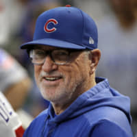 Former Cubs manager Joe Maddon, seen in a September photo, takes over as the Angels' new skipper, it was announced on Wednesday.