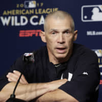 Former New York Yankees manager Joe Girardi, seen here in a file photo, has been named the new skipper of the Philadelphia Phillies.