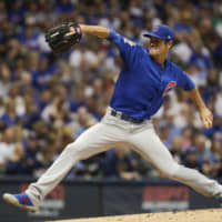 Pitcher Cole Hamels, seen here with the Chicago Cubs last season, has agreed to a one-year contract with the Atlanta Braves.