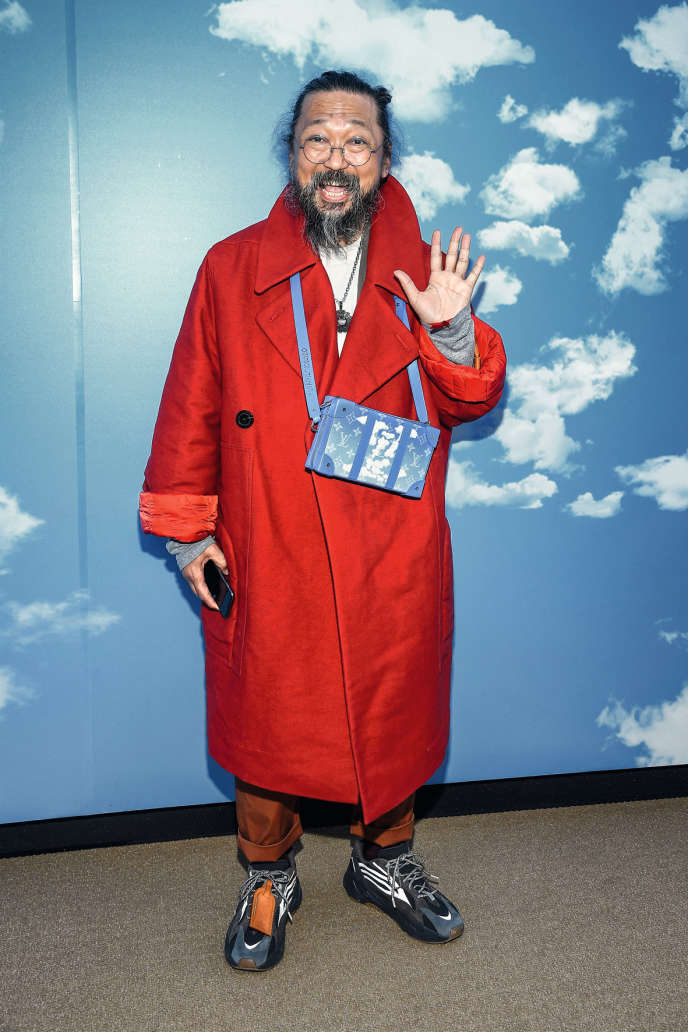 Takashi Murakami, qui a multiplié les collaborations avec la mode, au défilé Louis Vuitton, à Paris, le 16 janvier 2020.
