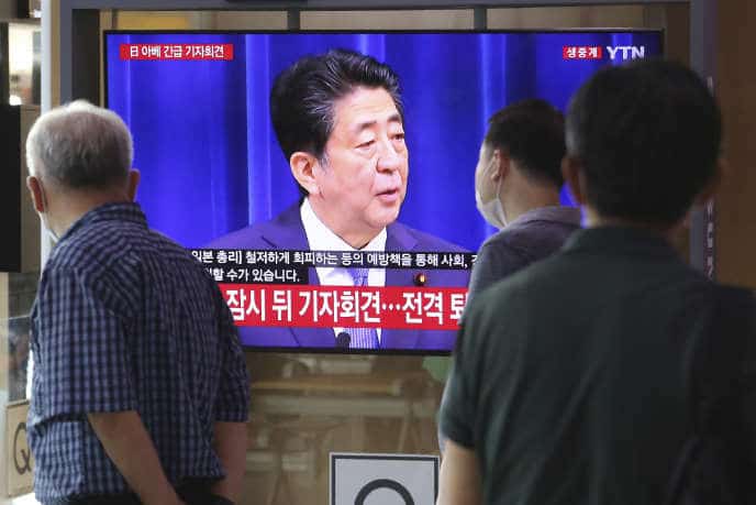 Le premier ministre japonais, Shinzo Abe, annonce sa décision de démissionner lors d’une conférence de presse, vendredi 28 août.