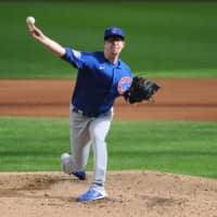 Cubs pitcher Alec Mills pitches against the Brewers on Sunday in Milwaukee. Mills threw a no-hitter in the Cubs' victory. | USA TODAY / VIA REUTERS