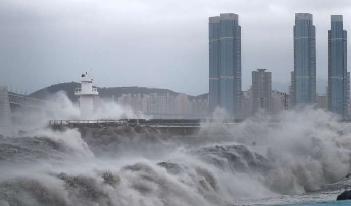 Le typhon a frappé lundi 7 septembre la région de Busan, deuxième ville de Corée du Sud.