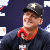 Astros manager AJ Hinch speaks during a news conference before Game 5 of the World Series in Washington on Oct. 27, 2019. Hinch was hired as the Tigers' new manager on Friday. | AP