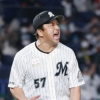 Hirokazu Sawamura, who made 22 appearances for the Marines this season, will look for a deal with an MLB club this offseason. | KYODO