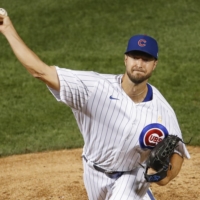 Cubs pitcher Colin Rea delivers against the Cardinals during the first inning at Wrigley Field in Chicago on Sept. 5, 2020. | USA TODAY / VIA REUTERS