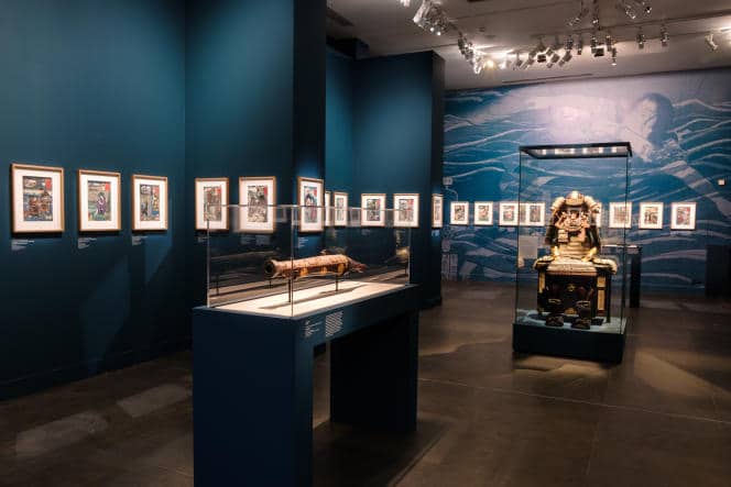 Vue de l’exposition « Voyage sur la route du Kisokaido. De Hiroshige à Kuniyoshi », au Musée Cernuschi, à Paris.