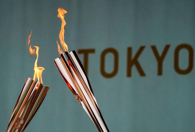 La flamme olympique arrivée à Tokyo, le 9 juillet 2021.