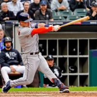 Astros third baseman Alex Bregman hits a two-run RBI double against the Chicago White Sox on Tuesday. | USA TODAY / VIA REUTERS