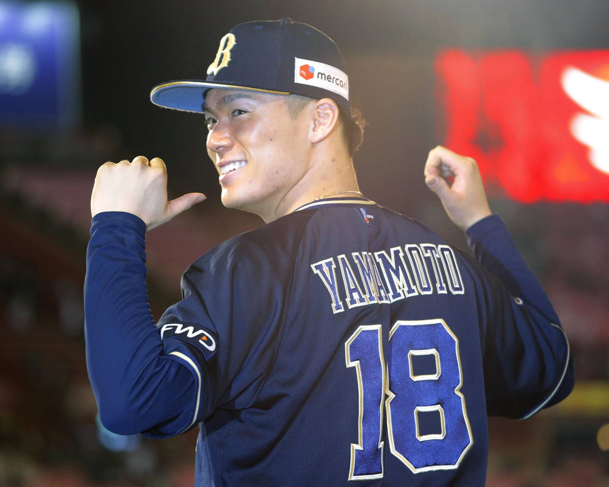 Ace pitcher Yoshinobu Yamamoto won 18 games and finished with a 1.39 ERA for the Buffaloes in 2021. | KYODO