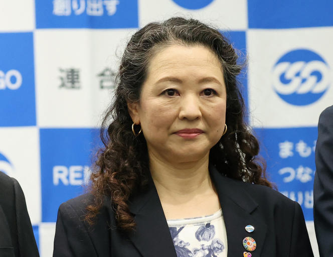 La présidente de la Confédération des syndicats japonais (Rengo), Tomoko Yoshino, à Tokyo, le 7 octobre 2021. Agée de 55 ans, elle est la première femme à la tête de la plus grande organisation syndicale du Japon.