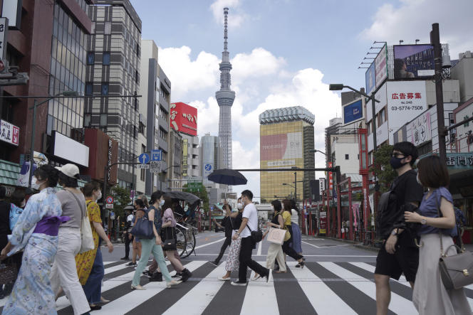 Le quartier touristique d’Asakusa de Tokyo va pouvoir, peu à peu, retrouver sa fréquentation d’avant Covid-19. Le 31 juillet 2021.