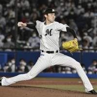 The Marines' Roki Sasaki was named the Pacific League's pitcher of the month on Friday. | KYODO