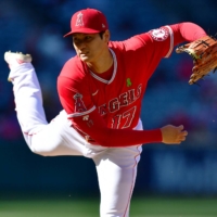 Shohei Ohtani pitches against the Rays on Wednesday in Anaheim, California. | USA TODAY / VIA REUTERS