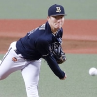 Buffaloes ace Yoshinobu Yamamoto threw the fourth no-hitter of the NPB season on Saturday against the Lions. | KYODO