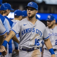 The Royals' Andrew Benintendi is one of 10 Kansas City players who will miss the team's series in Toronto due to not being vaccinated against COVID-19. | USA TODAY / VIA REUTERS