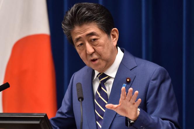 L’ancien premier ministre japonais Shinzo Abe lors d’une conférence de presse à Tokyo, le 28 mars 2020.