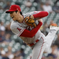 The Angels' Shohei Ohtani pitches against the Tigers in Detroit on Sunday. | USA TODAY / VIA REUTERS