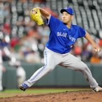 Blue Jays southpaw Yusei Kikuchi pitches against the Orioles in Baltimore on Monday. | USA TODAY / VIA REUTERS