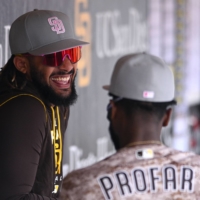 Padres shortstop Fernando Tatis Jr., who hasn't played this year due to a broken left wrist, will miss the rest of the season and part of next season after receiving an 80-game suspension for doping. | USA TODAY / VIA REUTERS