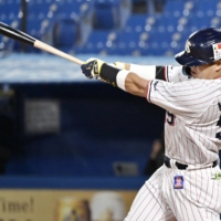 The Swallows' Munetaka Murakami hit 56 home runs during the regular season. | KYODO
