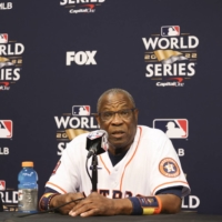 Astros manager Dusty Baker speaks during a news conference in Houston on Thursday. | THOMAS SHEA / USA TODAY / VIA REUTERS