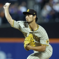 Padres starter Yu Darvish pitches against the Mets in Game 1 of the NL wild-card series in New York on Oct. 7. | USA TODAY / VIA REUTERS