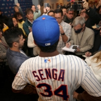 Mets pitcher Kodai Senga speaks to the media at Citi Field in New York on Dec. 19. | USA TODAY / VIA REUTERS
