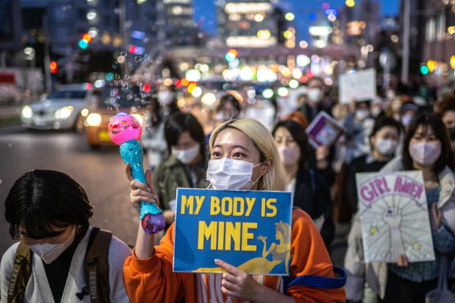 Rassemblement à l’occasion de la Journée internationale de la femme, à Tokyo, le 8 mars 2023.