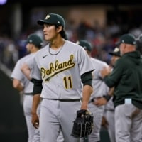 Shintaro Fujinami lasted just 2⅓ innings against the Rangers in Arlington, Texas, on Saturday night. | USA TODAY / VIA REUTERS