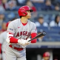 Angels two-way star Shohei Ohtani qualified for both the batting and ERA titles last season. | KYODO