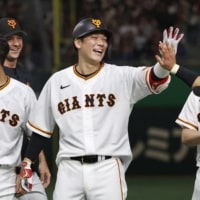 Hayato Sakamoto was among the Giants' top hitters in the team's interleague games this year. | KYODO