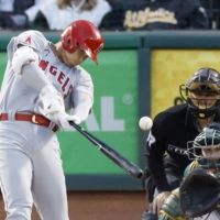 The Angels' Shohei Ohtani will be the starting designated hitter for the AL during the MLB All-Star Game in Seattle next month. | KYODO